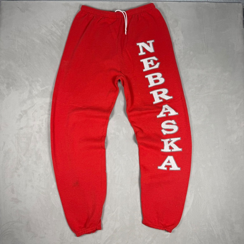 90s Mens Soffe Nebraska Collegiate Graphic Sweatpants Red Large